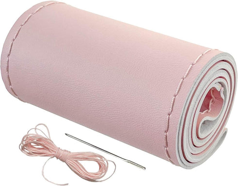 Leather Steering Wheel Cover Lace Up, Stitch on Wrap, Pink Steering Wheel Cover for Women, Anti-Slip & Breathable & Soft, Nappa Leather & Car Acce...