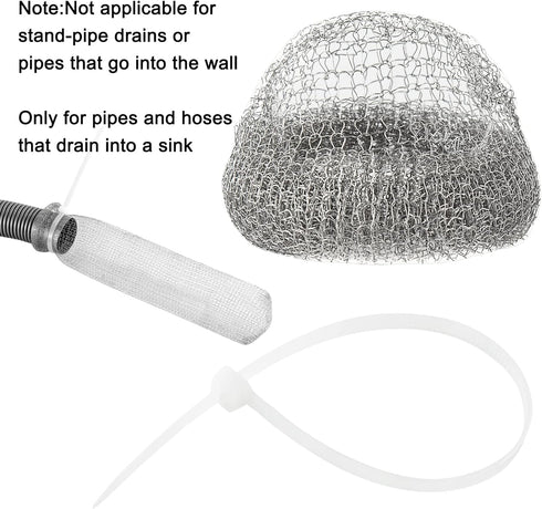 48 Pieces Lint Traps Washing Machine Stainless Steel Lint Snare Traps Laundry Mesh Washer Hose Filter with 48 Pcs Cable Tie...