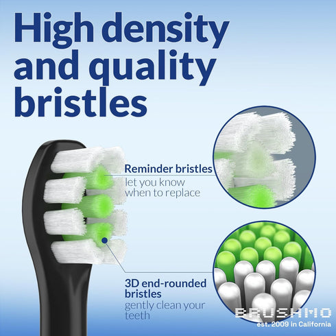 Brushmo Compact Replacement Toothbrush Heads Compatible with Philips Sonicare HX6072, Black 8 Pack...