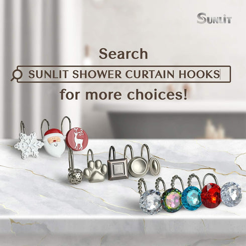 Sunlit Fashion Design Cute Paw Print Polished Shower Curtain Hooks for Dog Cat and Bear, Rust Proof Oil Rubbed Metal Shower Curtain Rings-12 Pack...