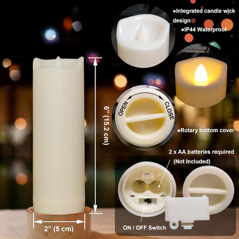 iZAN 2 Pack Flameless Battery Operated LED Pillar Candles with Remote Outdoor Waterproof Flickering Decorative Lights for Halloween Christmas Home...