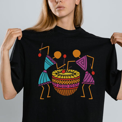 FINGERINSPIRE Warli Art Painting Stencil 11.8x11.8inch Tribal People Drumming Stencil Tribal Art Stencil Decorative Tribe Theme Plastic Stencil fo...