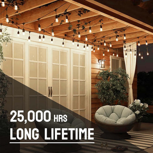 24-Pack String Light Bulbs, S14 Outdoor Waterproof Replacement Bulb, E26 Base Bulbs, 1W 120V, 2700K Warm White...