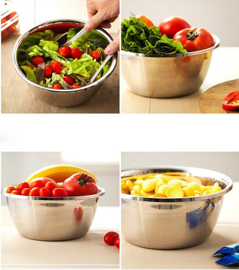 meleg otthon Stainless Steel Bowl,3QT Salad Bowl,Metal Bowls,Stainless Steel Basin,Heavy Duty Deeper Edge Mirror Finish Dishwasher Safe bowl (M)…...