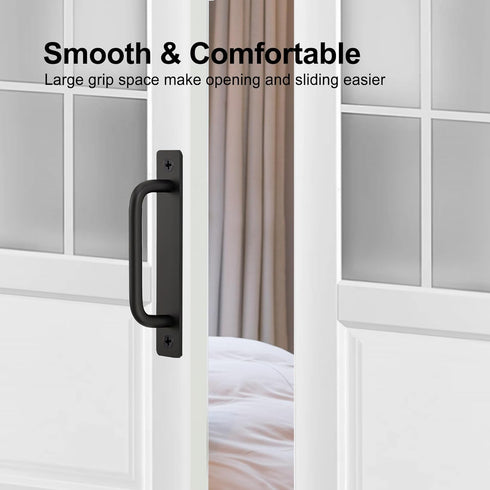 Ravinte Barn Door Handles 4 Pack Sliding Door Handle 5" Hole Center Barn Door Handles Black Cabinet Handles Door Pull Handle Zinc Alloy Door Pulls...
