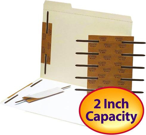 Smead Self-Adhesive Metal Fastener, Reinforced, 2" Capacity, Brown, 100 per Box (68215)...