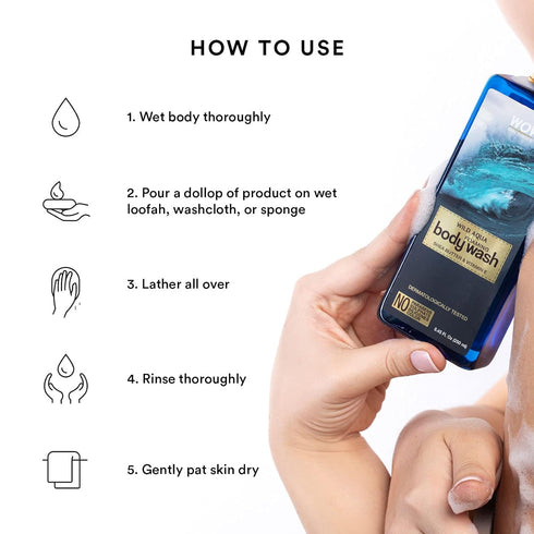 WOW Skin Science Wild Aqua Foaming Body Wash, Women's Body Wash, Mens Body Wash, Vitamin E Body Wash, Dry Skin Acne Body Wash Women Moisturizing, ...