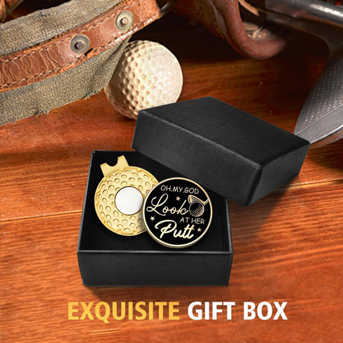 Black Gold Golf Ball Marker with Hat Clip, Funny Golf Accessories for Men Women Dad Mom Grandpa Golf Lover...