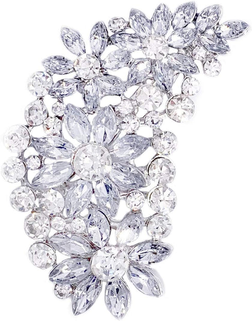 LAXPICOL Vintage Austrian Crystal Flower Leaf Bouquet Clusters Large Big Brooch Pin For Women Gold Tone...