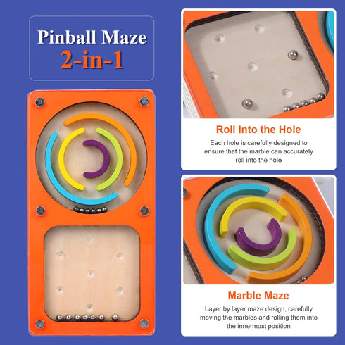 WODI Marble Maze Marbles for Kids Montessori Toys for 3+ Pinball Machine Game Preschool Toys Educational Toys Toddler Activities Learning Resource...