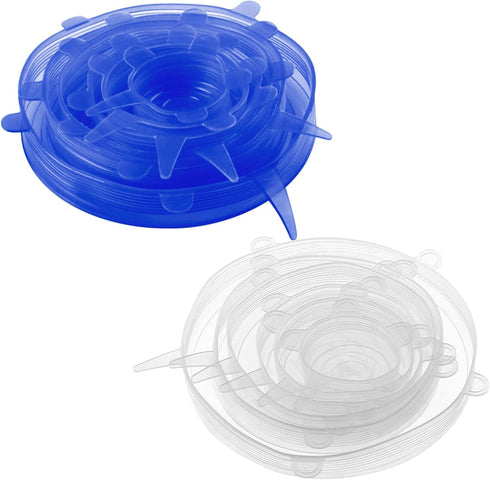 12pcs Reusable Silicone Stretch Lids - Eco-Friendly, Durable Food Storage Silicone Covers for Bowl - 6 Different Sizes to Meet Most Containers, Di...