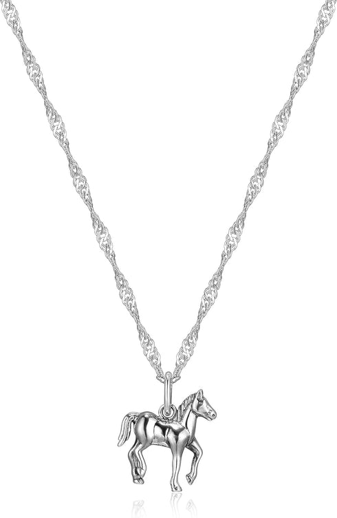 MORGAN & PAIGE Dainty Oxidized 925 Sterling Silver Horse Pendant Necklace With 16" Cable Chain + 2" Extender...