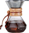 Pour Over Coffee Maker with Reusable Stainless Steel Drip Filter, Lead-Free Borosilicate Glass Coffee Carafe with Modern Wooden Collar for 1-2Cup,...