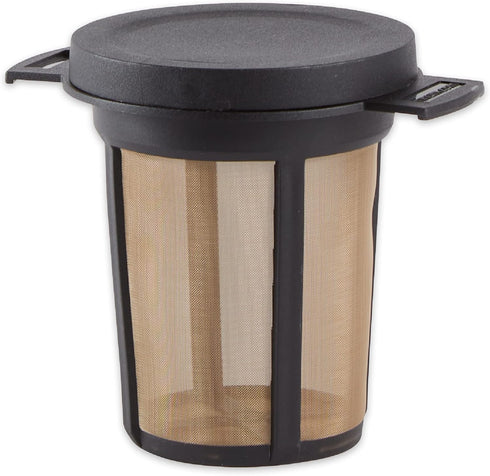 RSVP International Endurance Finium Collection, Loose Leaf Brewing Basket, 3.75" Diameter, Black Heat Retention Lid...
