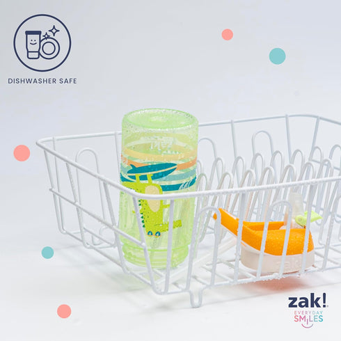 Zak Designs Minecraft Kids Water Bottle with Straw and Built in Carrying Loop Set, Made of Plastic, Leak-Proof Water Bottle Designs (Creeper/Pig, ...