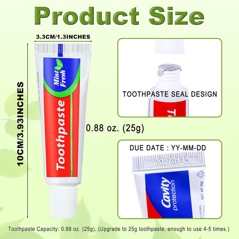 30 Tubes Bulk Travel Size Toothpaste,Miniature 0.88oz(25g) Small Toothpaste Travel Size Bulk 1.3x3.93 inches Peppermint Mini Disposable Toothpaste...