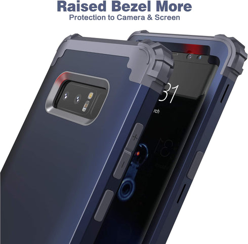 for Galaxy Note 8 Case, Note 8 Case Blue for Men, IDweel 3 in 1 Shockproof Slim Hybrid Heavy Duty Protection Hard PC Cover Soft Silicone Rugged Bu...
