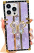 Luxury Square Compatible with iPhone 13 Pro Max 6.7 Inch Case, Cute Bling Pearl Butterfly Diamond Kickstand Cover, Glitter Silicone Shockproof Pro...