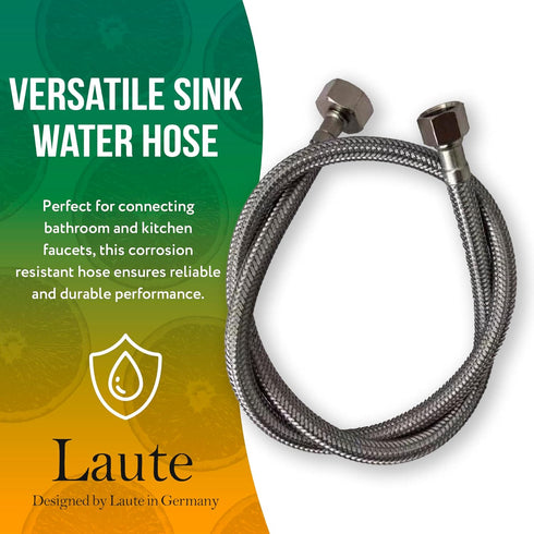 1Pc Faucet Connector Hose 16", Hose for Sink Faucet Stainless Steel Braided Faucet Supply Lines for Kitchen Bathroom, Brass Nuts Tips, 3/8' Female...
