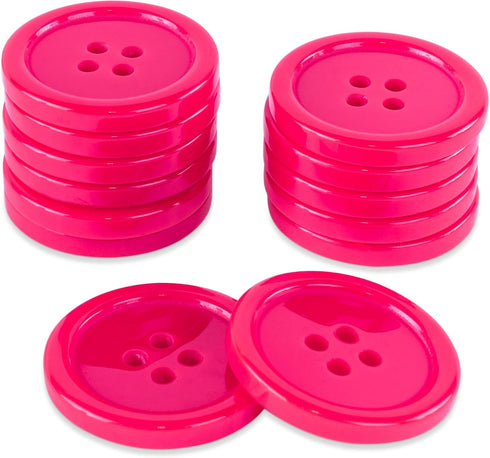 Super Z Outlet 100 Pack 1 Inch Buttons Flatback Sewing Colored for Arts & Crafts, Fashion Clothing, DIY Projects (Hot Pink)...