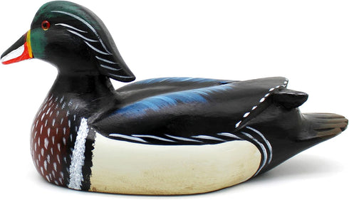 CVHOMEDECO. Primitives Hand Engraving and Painted Wood Wild Duck Farmhouse Figurine Mallard Decorative Accent, 10-1/2 Inch...