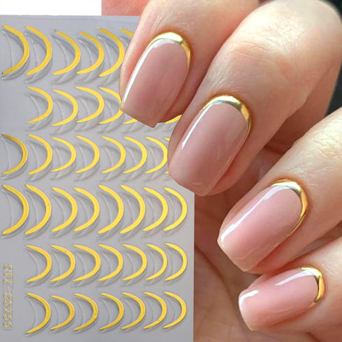 8 Sheets French Nail Art Sticker 3D Streak Line Nail Decals Reflective French Nail Art Supplies Geometric Lines Nail Art Stickers Wave Swirl Strip...