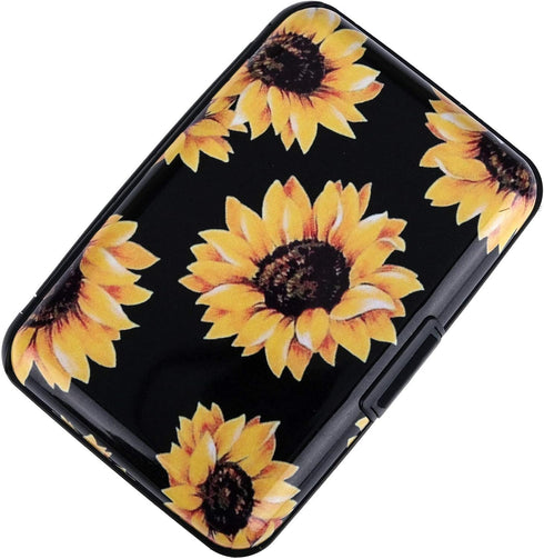Mini Aluminum Cards Wallet RFID Credit Card Holder RFID Credit Card Case Bussiness Card Case Metal ID Case for Men Women-The Sunflowers...