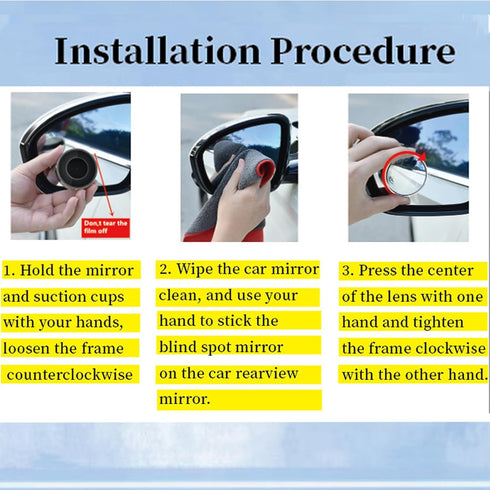 2Pcs Blind Spot Car Mirror, 2" Round Rear View Mirrors Frameless HD Glass 360 Degree Adjustable Wide-angle Suction Cup Design Side Blindspot Conve...
