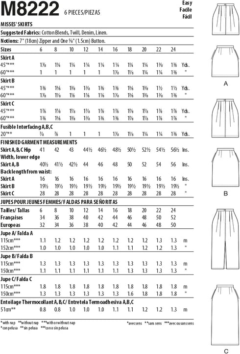 McCall's Misses' High-Waisted Pencil Skirt Sewing Pattern Kit, Code M8222, Sizes 6-8-10-12-14, Multicolor...