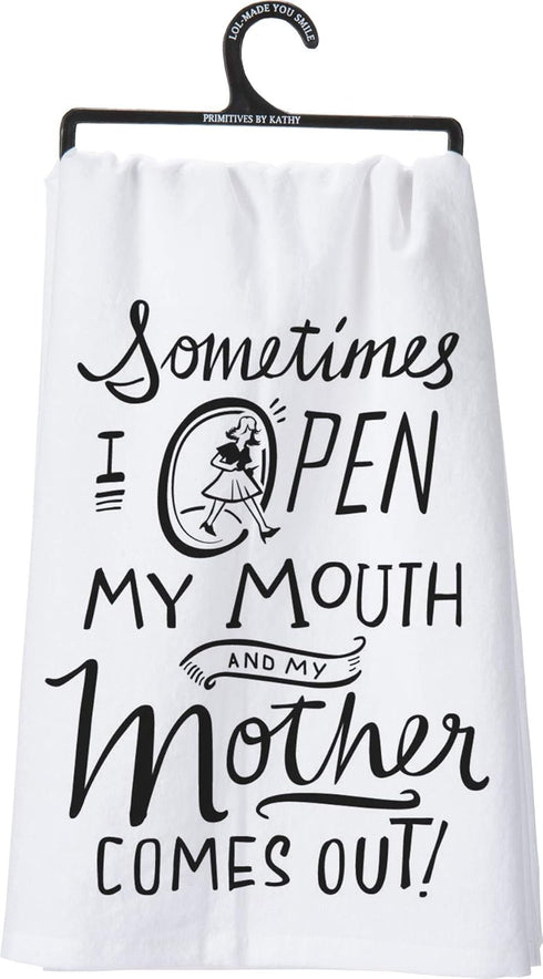 Primitives by Kathy LOL Made You Smile Dish Towel, 28" x 28", Open My Mouth...