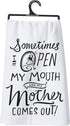 Primitives by Kathy LOL Made You Smile Dish Towel, 28" x 28", Open My Mouth...