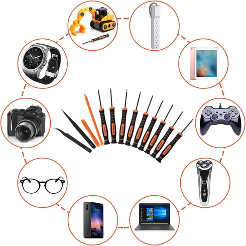 13pcs Torx Security Screwdriver Repair Tool Kit T2 T3 T4 T5 T6H T8H T10H Phillips 1.5 2.0 Screwdrivers S2 Steel For Xbox One Xbox 360 Controller P...