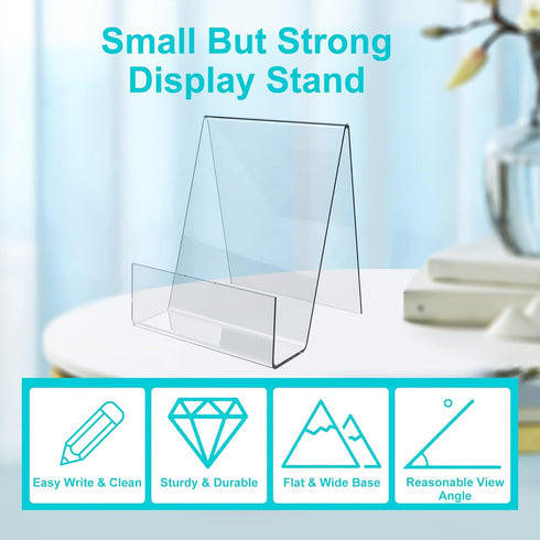Acrylic Book Stand with Ledge,6PC 4 Inch Clear Acrylic Display Easel Transparent Display Stand Holder Tablet Holder for Displaying Books,Magazine,...