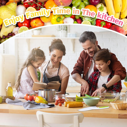 5 Pcs Kids Cooking Sets Real, Montessori Kitchen Tools, Kids Knife Set for Real Cooking, 4 Pcs Children's Safety Cooking Knives, 1 Pc Cutting Boar...