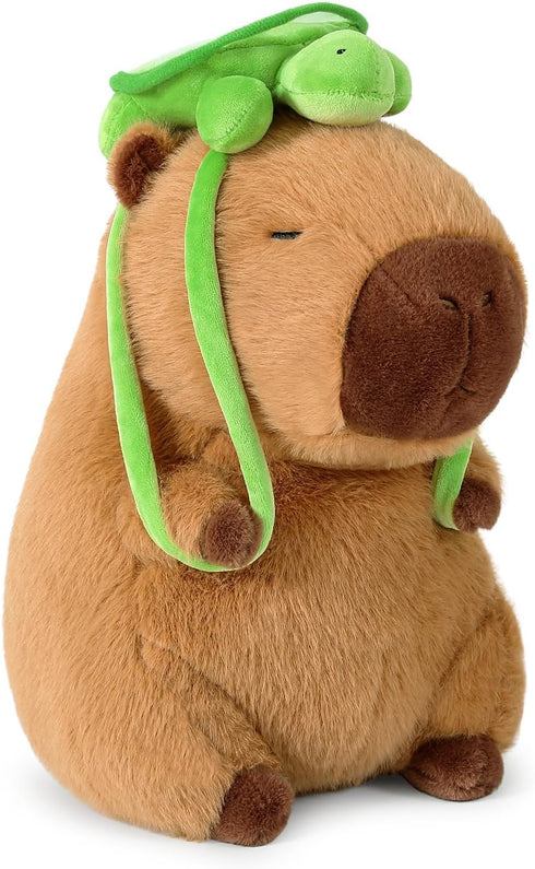 Ditucu Cute Capybara Plush with Turtle Backpack Kawaii Capibara Stuffed Aniamls Toys Plushies Hugging Gifts for Kids Brown 9 inch...