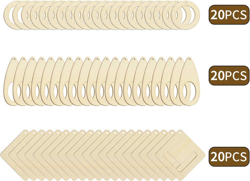 CHENRUI 60 Pieces DIY Unfinished Wood Earrings Blanks Wood Earring Parts for Macrame...