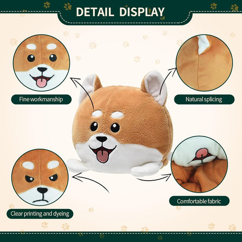 Double-Sided Flip Plush Toy,Reversible Stuffed Animal Mood Plush Flip Show Your Mood at All Times (Dog)...