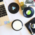 Funny Retro Record Coasters for Drinks with Vinyl Player Holder for Music Lovers,Set of 6 Conversation Piece Sayings Drink Coaster,Housewarming Ho...