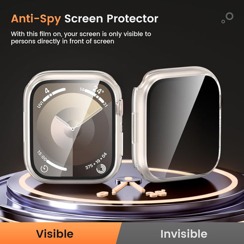 Goton Waterproof Privacy Case for Apple Watch Series 9 8 7 6 5 4 SE Ultra 40mm 44mm 41mm 45mm 49mm, Hard PC Bumper Tempered Glass Screen Protector...