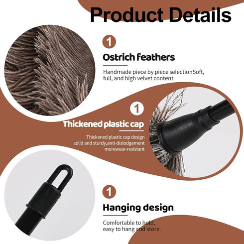 Ostrich Feather Duster Mini Feathers Dusters Natural Fluffy Soft with Plastic Handle and Eco-Friendly Washable Reusable Handheld for Cleaning Hous...