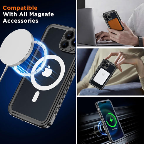 Magnetic for iPhone 15 Pro Max Case Waterproof with Built-in Screen Protector,Compatible with MagSafe Shockproof Dustproof Heavy Duty Full Body Co...