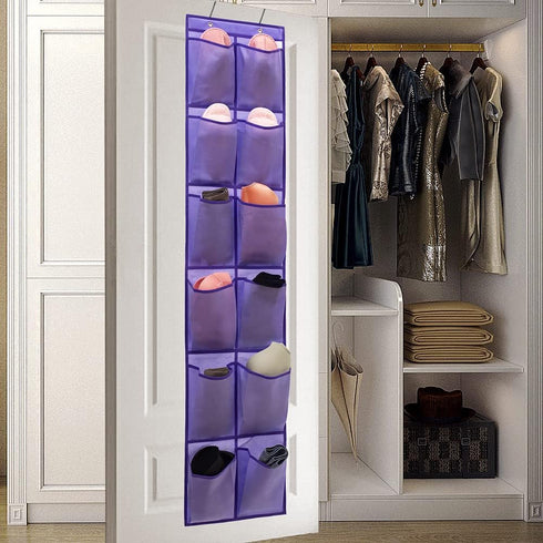 Hanging Storage Organizer Over the Door Shoes Organizer Kids Shoe Rack with 12 Large Fabric Pockets for Closet Shoe Holder Hanger (PURPLE)...