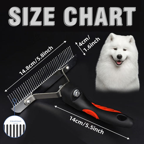 Undercoat Rake for Dogs, Dog Rake Brush Long Tooth Grooming Rakes Brush with Anti-Slip Handle - Dog Brushes for Grooming Long Hair Pets - Husky Ge...