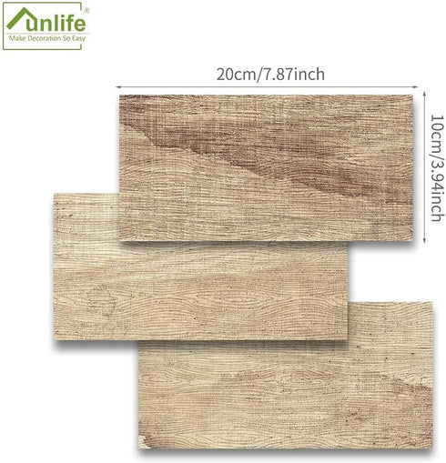 funlife 27Pcs Peel and Stick PVC Faux Wood Grain Effect Tile Picture Sticker, Self-Adhesive Non-3D Backsplash Decals for Kitchen Bathroom...