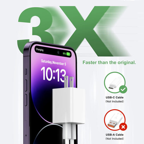 USB C Wall Charger 40W, 1 Pack Dual Port 20W PD 3.0 Type C Fast Charging Block, Durable Compact Power Adapter for iPhone 11/12/13/14/15/ Pro Max, ...