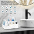 Electric Toothbrush Holder, Detachable Non-Slip Bathroom Organizer Countertop with 6 Compartments and Drainage Holes Bathroom Organizer for Bathro...