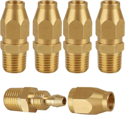 Brass Pneumatic Fitting For 1/4-Inch ID Hose x 1/4-Inch NPT Rigid, Solid Brass Reusable Air Hose Splicer 4PCS...