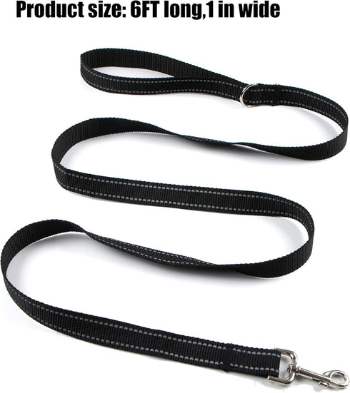 2-Pack Reflective Dog Leash 6ft - Nylon Dog Leashes for Small Dogs, Medium Dogs, Large Dogs, Puppy, Cats - 6ft Training Leash with D Ring (Black, ...