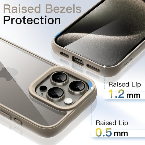 JETech Case for iPhone 15 Pro Max 6.7-Inch, Shockproof Phone Bumper Cover, Solid Color Matte TPU Frame, Anti-Scratch Clear Back (Natural Titanium)...