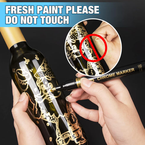 5 Liquid Gold Paint Pens for Art, Mirror Chrome Marker, Reflective Gloss Permanent Marker, Touch Up Repair Paint Pen for Model, Wood, Rock, Glass,...